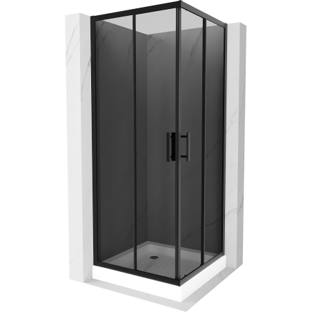 Mexen Rio fyrkantig duschkabin 80 x 80 cm, grafit, svart + duschkar, vit - 860-080-080-70-40-4510