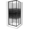 Mexen Rio kabina prysznicowa kwadratowa 80 x 80 cm, pasy, czarna + brodzik Rio, biały - 860-080-080-70-20-4510