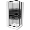 Mexen Rio square shower enclosure 80 x 80 cm, black stripes, black + shower tray, white - 860-080-080-70-20-4510