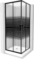 Mexen Rio square shower enclosure 80 x 80 cm, black stripes, black + shower tray, white - 860-080-080-70-20-4510