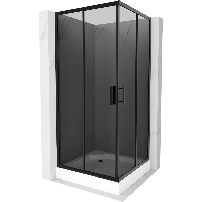Mexen Rio cabine de douche carrée 90 x 90 cm, graphite, noir + receveur, blanc - 860-090-090-70-40-4510
