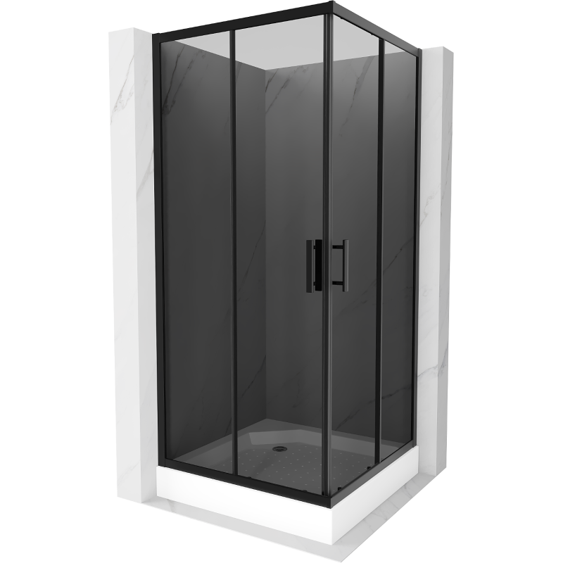 Mexen Rio cabine de douche carrée 90 x 90 cm, graphite, noir + receveur Rio, blanc - 860-090-090-70-40-4510