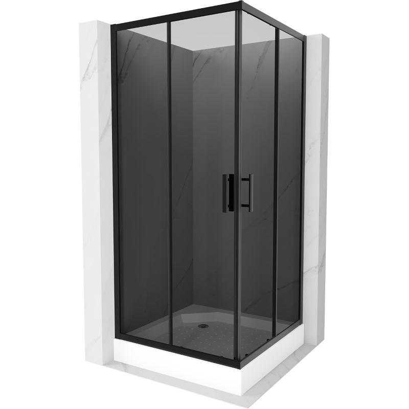 Mexen Rio fyrkantig duschkabin 90 x 90 cm, grafit, svart + duschkabin, vit - 860-090-090-70-40-4510