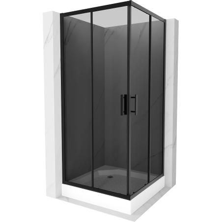 Mexen Rio kvadratna tuš kabina 90 x 90 cm, grafit, crna + tuš kada, bijela - 860-090-090-70-40-4510