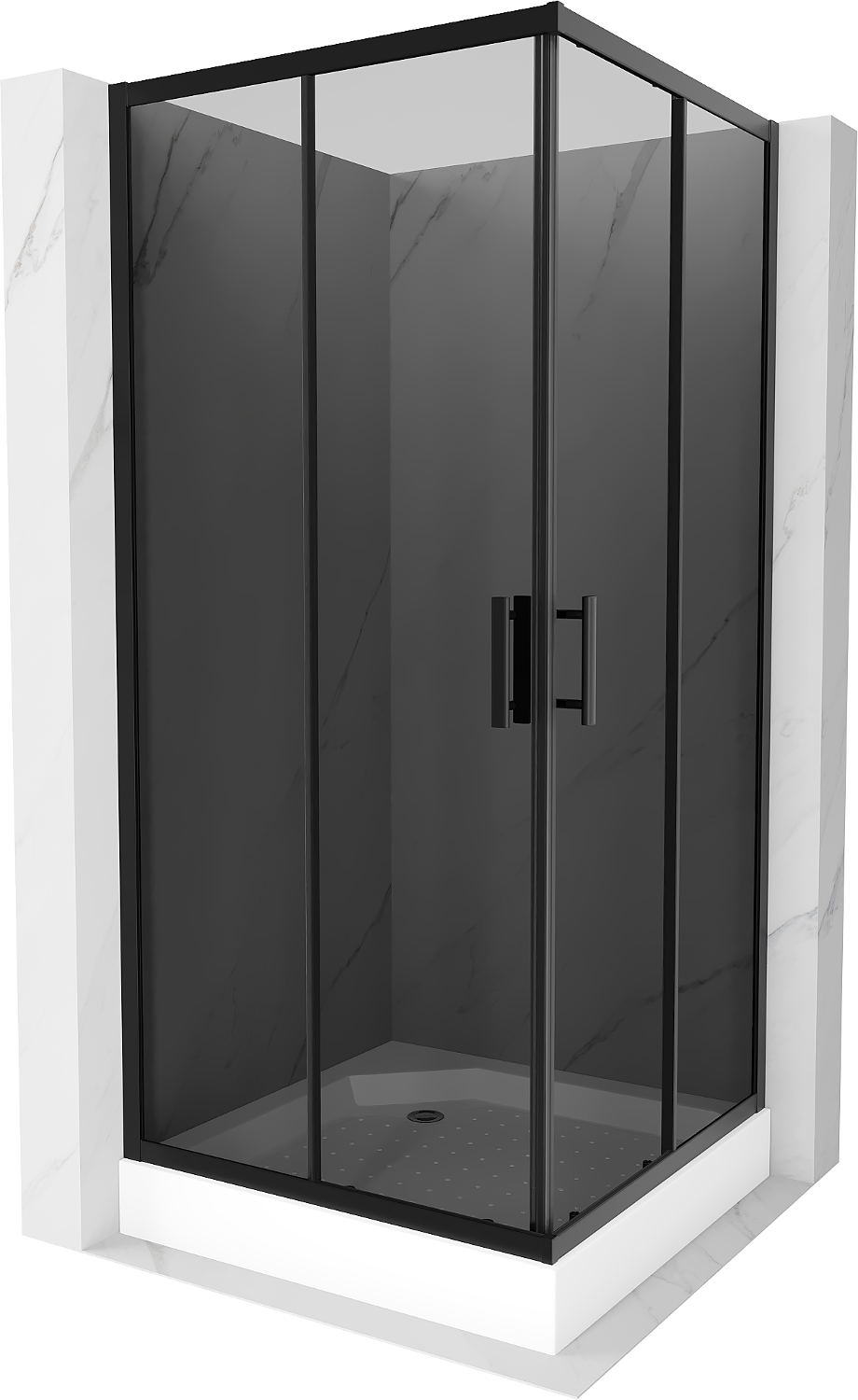 Mexen Rio kabina prysznicowa kwadratowa 90 x 90 cm, grafit, czarna + brodzik Rio, biały - 860-090-090-70-40-4510