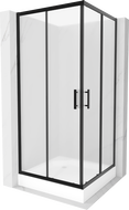 Mexen Rio 90 x 90 cm Square Shower Cabin, Frosted, Black + Tray, White - 860-090-090-70-30-4510
