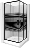 Mexen Rio kvadratna tuš kabina 90 x 90 cm, crne trake, crna + plitica, bijela - 860-090-090-70-20-4510