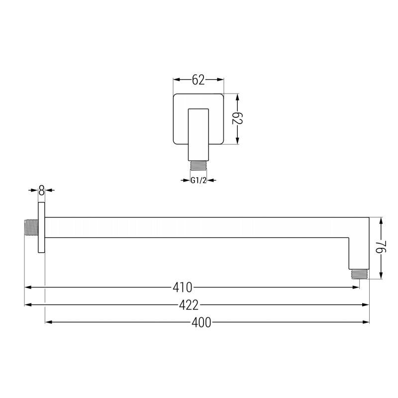 Mexen Uni ramię prysznicowe ścienne 40 cm chrom - 79114-00