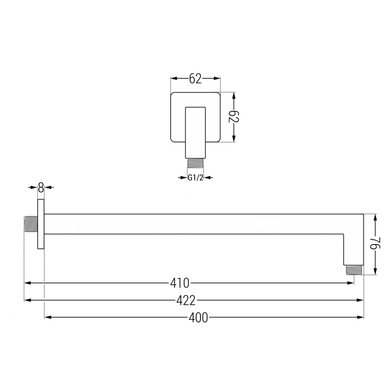 Mexen Wand-Duscharm 40 cm Chrom - 79114-00