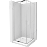 Mexen Rio vierkante douchecabine 80 x 80 cm, transparant, chroom + Flat douchebak, wit - 860-080-080-01-00-4010