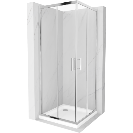 Mexen Rio cabine de douche carrée 90 x 90 cm, transparent, chrome + receveur plat, blanc - 860-090-090-01-00-4010