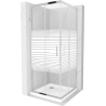 Mexen Rio cabine de douche carrée 90 x 90 cm, bandes blanches, chrome + receveur Flat, blanc - 860-090-090-01-20-4010