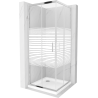 Mexen Rio kvadratna tuš kabina 90 x 90 cm, bijele pruge, krom + plitica Flat, bijela - 860-090-090-01-20-4010