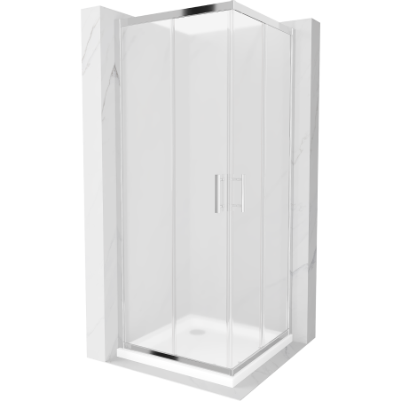 Mexen Rio cabina doccia quadrata 70 x 70 cm, gelo, cromo + piatto doccia Flat, bianco - 860-070-070-01-30-4010