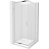Mexen Rio cabine de douche carrée 80 x 80 cm, givrée, chromée + receveur plat, blanc - 860-080-080-01-30-4010