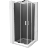 Mexen Rio cabine de douche carrée 80 x 80 cm, graphite, chrome + receveur Flat, blanc - 860-080-080-01-40-4010