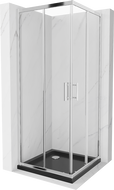 Mexen Rio square shower cabin 80 x 80 cm, transparent, chrome + Flat tray, black - 860-080-080-01-00-4070