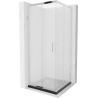 Mexen Rio square shower cabin 80 x 80 cm, frost, chrome + Flat shower tray, black - 860-080-080-01-30-4070