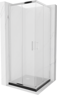 Mexen Rio fyrkantig duschkabin 80 x 80 cm, frostad, krom + Flat duschkar, svart - 860-080-080-01-30-4070