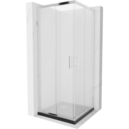 Mexen Rio cabine de douche carrée 90 x 90 cm, givré, chrome + receveur plat, noir - 860-090-090-01-30-4070