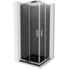 Mexen Rio cabine de douche carrée 80 x 80 cm, graphite, chrome + receveur Flat, noir - 860-080-080-01-40-4070