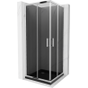 Mexen Rio square shower cabin 80 x 80 cm, graphite, chrome + Flat black shower tray - 860-080-080-01-40-4070