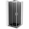 Mexen Rio fyrkantig duschkabin 90 x 90 cm, grafit, krom + Flat duschkar, svart - 860-090-090-01-40-4070