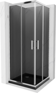 Mexen Rio douchecabine vierkant 90 x 90 cm, grafiet, chroom + Flat douchebak, zwart - 860-090-090-01-40-4070