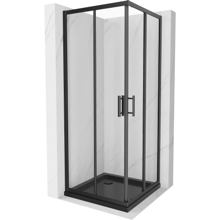 Mexen Rio vierkante douchecabine 80 x 80 cm, transparant, zwart + Flat douchebak, zwart - 860-080-080-70-00-4070B