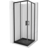 Mexen Rio cabine de duche quadrada 80 x 80 cm, transparente, preta + base de duche Flat, preta - 860-080-080-70-00-4070B