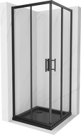 Mexen Rio cabina doccia quadrata 80 x 80 cm, trasparente, nera + piatto Flat, nero - 860-080-080-70-00-4070B