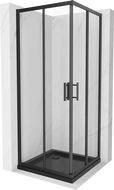 Mexen Rio cabine de douche carrée 90 x 90 cm, transparent, noir + bac à douche Flat, noir - 860-090-090-70-00-4070B