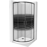 Cabine de douche semi-circulaire Mexen Rio 80 x 80 cm, bandes noires, noir + receveur de douche plat, blanc - 863-080-080-70-20?
