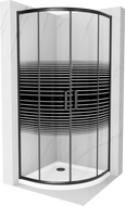 Mexen Rio halve cirkel douchecabine 80 x 80 cm, zwarte strepen, zwart + Flat douchebak, wit - 863-080-080-70-20-4110B