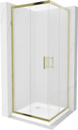 Mexen Rio cabina doccia quadrata 80 x 80 cm, ghiaccio, oro + piatto Flat, bianco - 860-080-080-50-30-4010G