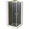 Mexen Rio square shower cabin 80 x 80 cm, graphite, gold + Flat tray, white - 860-080-080-50-40-4010G