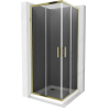 Mexen Rio square shower cubicle 90 x 90 cm, Graphite, Gold + shower tray Flat, White - 860-090-090-50-40-4010G