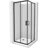 Mexen Rio cabine de douche carrée 80 x 80 cm, transparente, noire + receveur Flat, blanc - 860-080-080-70-00-4010B