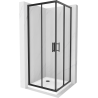 Mexen Rio kabina prysznicowa kwadratowa 80 x 80 cm, transparent, czarna + brodzik Flat, biały - 860-080-080-70-00-4010B