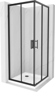 Mexen Rio cabina doccia quadrata 80 x 80 cm, trasparente, nera + piatto doccia Flat, bianco - 860-080-080-70-00-4010B