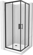Mexen Rio cabine de douche carrée 80 x 80 cm, transparente, noire + receveur Flat, blanc - 860-080-080-70-00-4010B