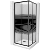 Mexen Rio cabine de douche carrée 70 x 70 cm, bandes noires, noire + receveur Flat, blanc - 860-070-070-70-20-4010B