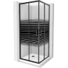 Mexen Rio cabine de douche carrée 80 x 80 cm, bandes noires, noir + receveur Flat, blanc - 860-080-080-70-20-4010B