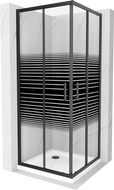 Mexen Rio cabine de douche carrée 80 x 80 cm, bandes noires, noire + receveur Flat, blanc - 860-080-080-70-20-4010B