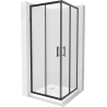 Mexen Rio cabine de douche carrée 70 x 70 cm, givrée, noire + receveur Flat, blanc - 860-070-070-70-30-4010B