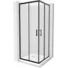 Mexen Rio square shower enclosure 70 x 70 cm, frost, black + Flat shower tray, white - 860-070-070-70-30-4010B