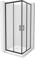 Mexen Rio cabine de douche carrée 70 x 70 cm, givrée, noire + receveur Flat, blanc - 860-070-070-70-30-4010B