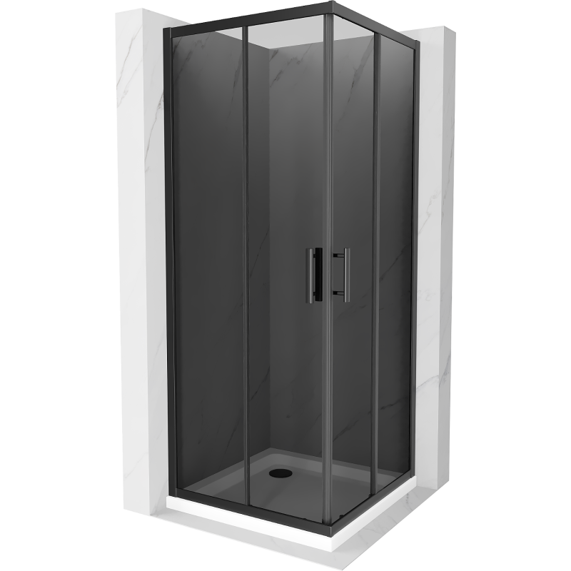 Mexen Rio square shower cabin 70 x 70 cm, graphite, black + Flat tray, white - 860-070-070-70-40-4010B