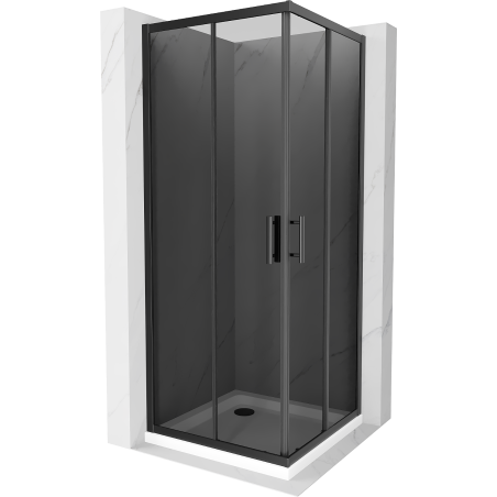 Mexen Rio cabine de douche carrée 90 x 90 cm, graphite, noire + receveur Flat, blanc - 860-090-090-70-40-4010B