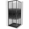 Mexen Rio cabine de douche carrée 90 x 90 cm, bandes noires, noir + receveur Flat, noir - 860-090-090-70-20-4070B